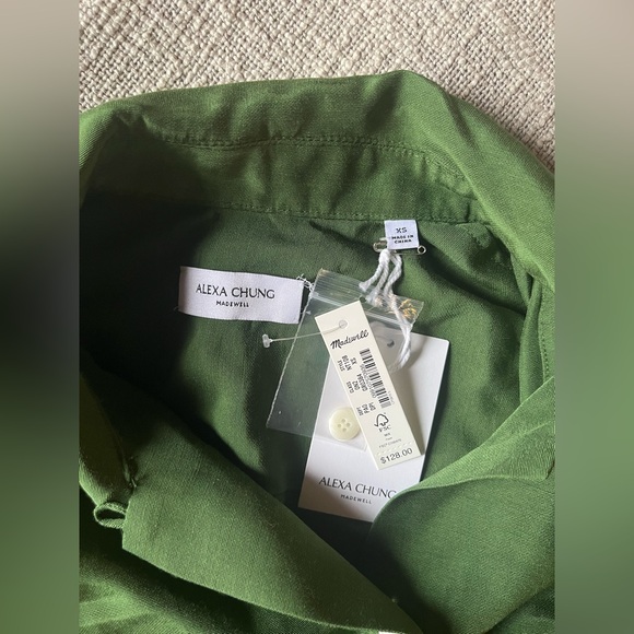 NWT Alexa Chung for Madewell Pleat-Pocket Button-Up Shirt- Dark Pine - Picture 7 of 12